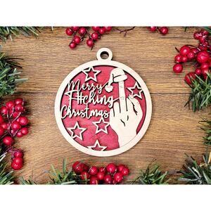 Merry F-ING Christmas Funny Christmas Ornaments Naughty Nice Laser Engraved Gift